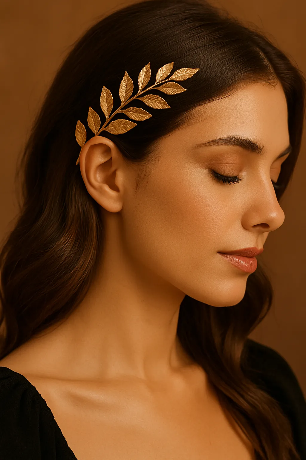 Eine Frau mit Goldene Haaraccessoires